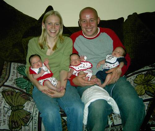 Bryce and Amanda with triplets